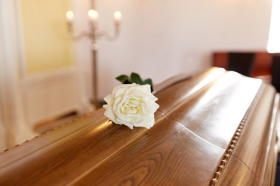 coffin in a chapel of rest